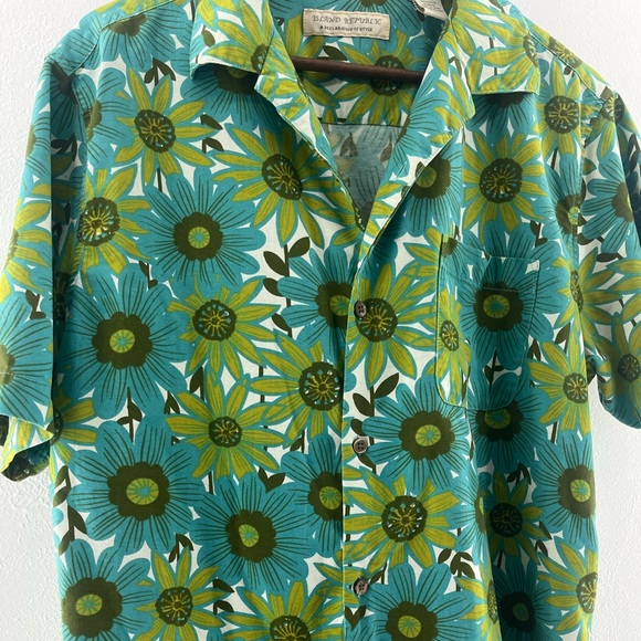 Island Republic Other - Vintage Men’s Lime Green Blue Retro “Hawaiian” Shirt XL